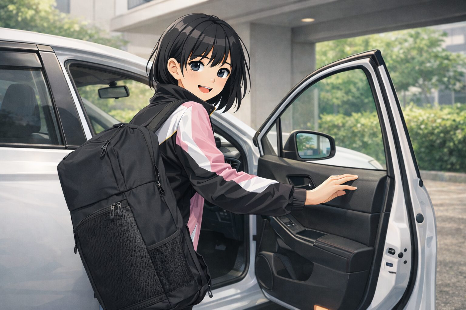 車に乗り込む高屯結